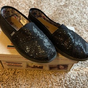 Bobs slip on black glitter shoes with box girls size 11.5
